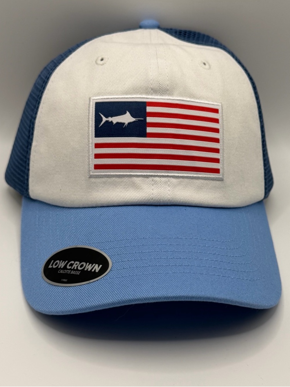 Columbia Unisex PFG Patch Snapback Cap White/Blue Fish Star Flag One Size
